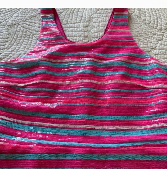 BB Dakota "Spice Of the Party" Stripped Vibrant Pink and Blue Mini Dress Size 4 - Picture 8 of 8